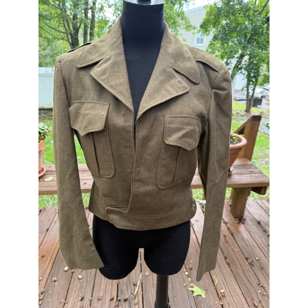 Vintage WWII US Army Wool Ike Jacket 34R Eisenhower Field Jacket OD Military
